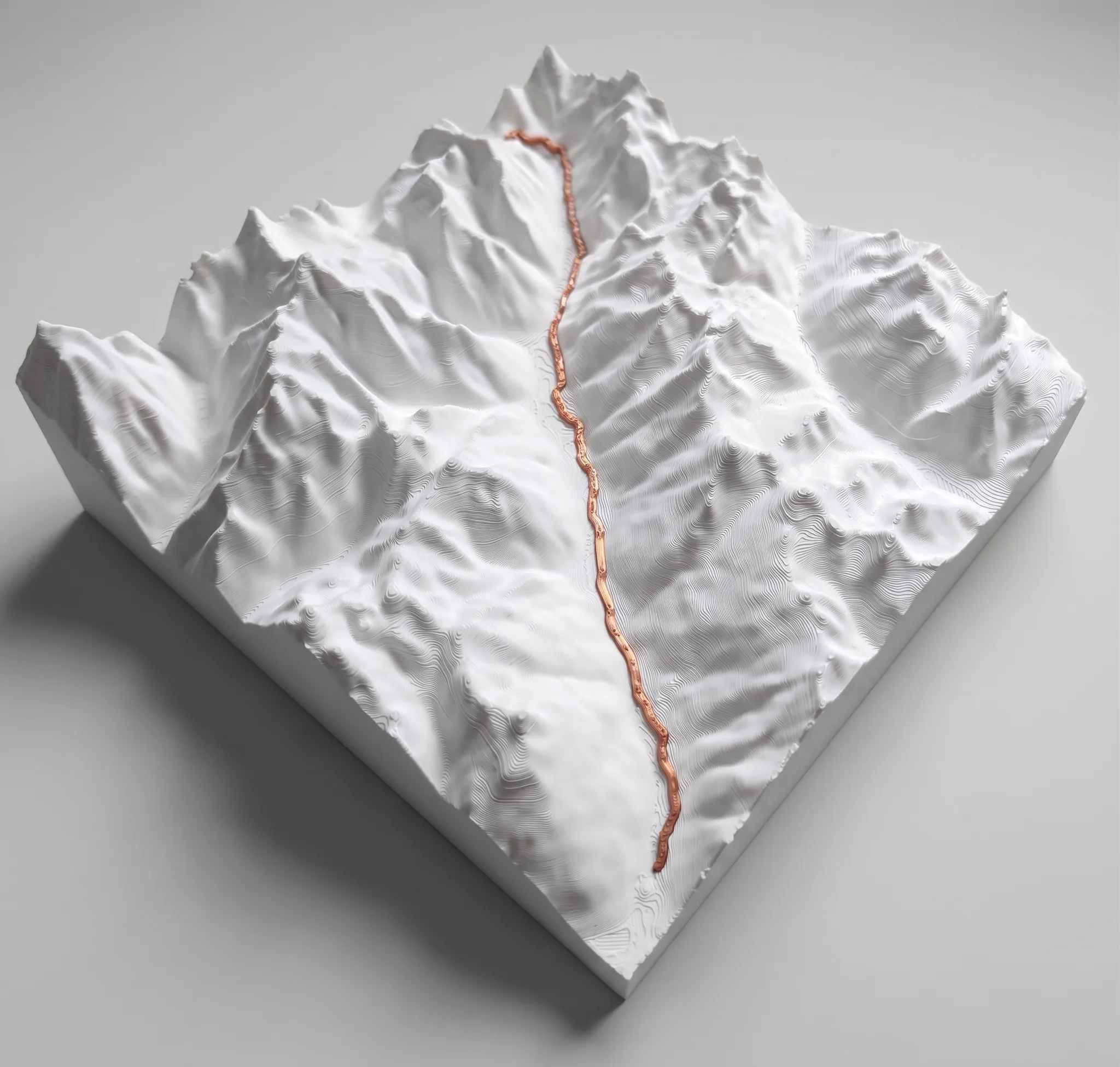 Col du Lautaret – Mapa 3D relieve — Montaña sola · Blanco mate / Cobre