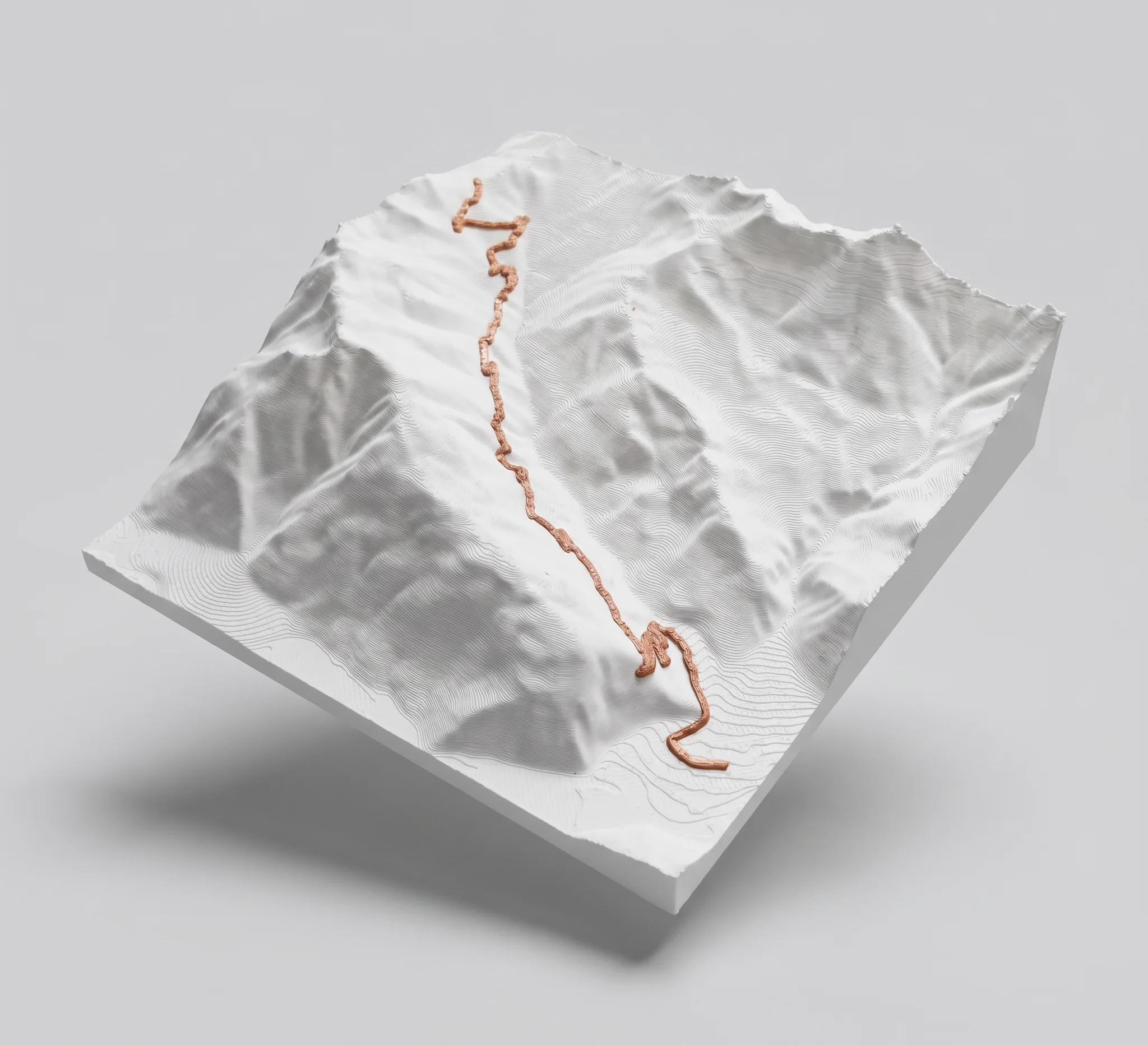 Col de la Madeleine — 3D relief map — Mountain only · Matt white / Copper