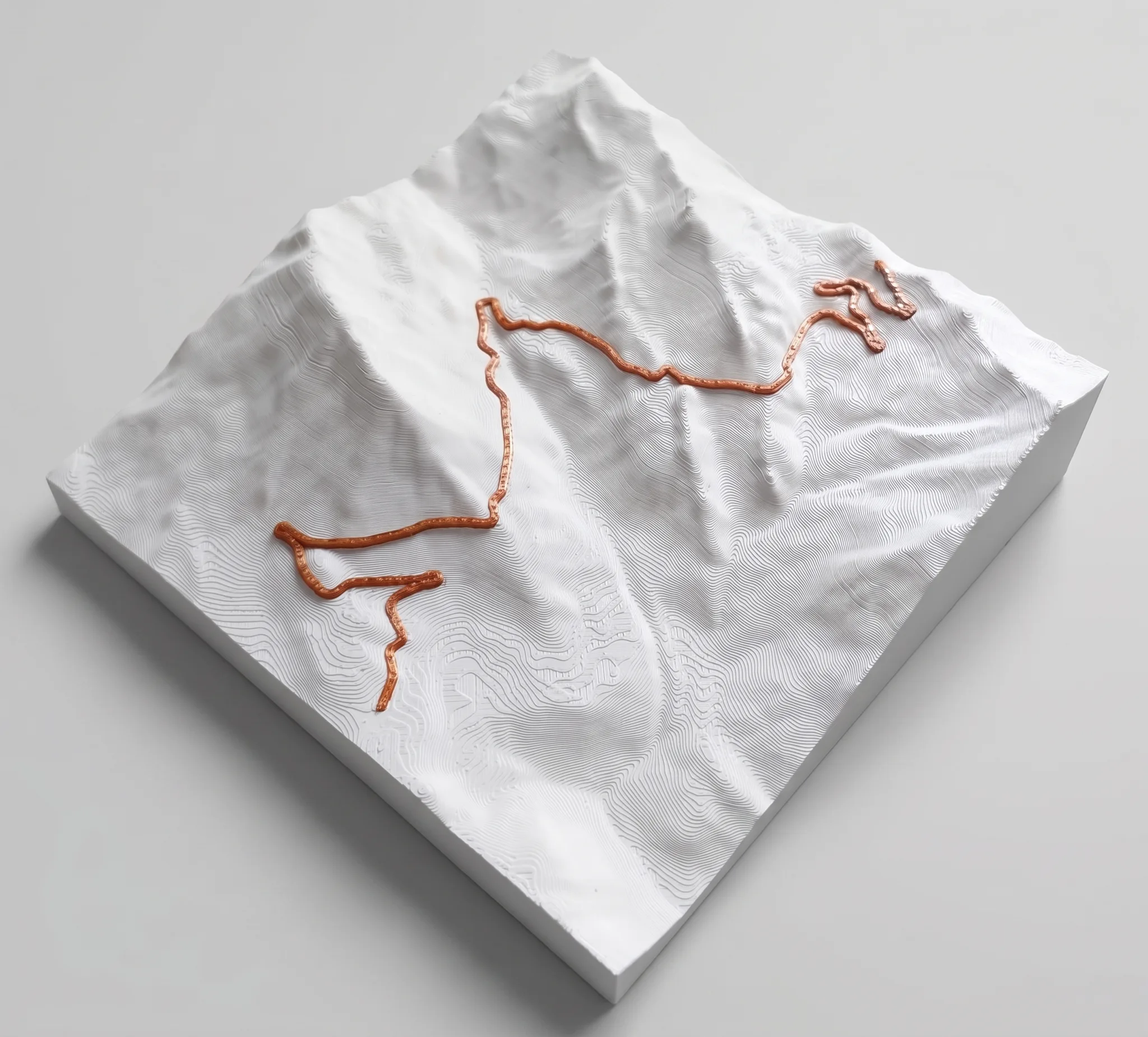 Col du Galibier - Carte 3D relief — Montagne seule · Blanc mat / Cuivre