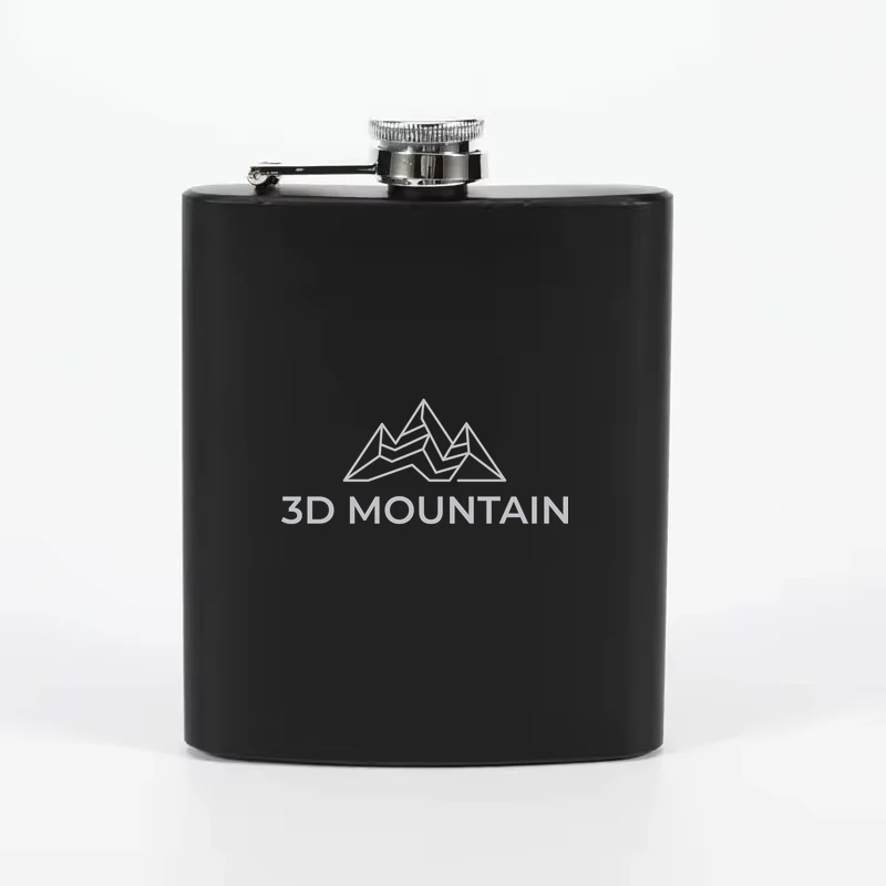 Flasque à alcool noire personnalisée, logo gravé au laser révélant l'inox — 3D Mountain