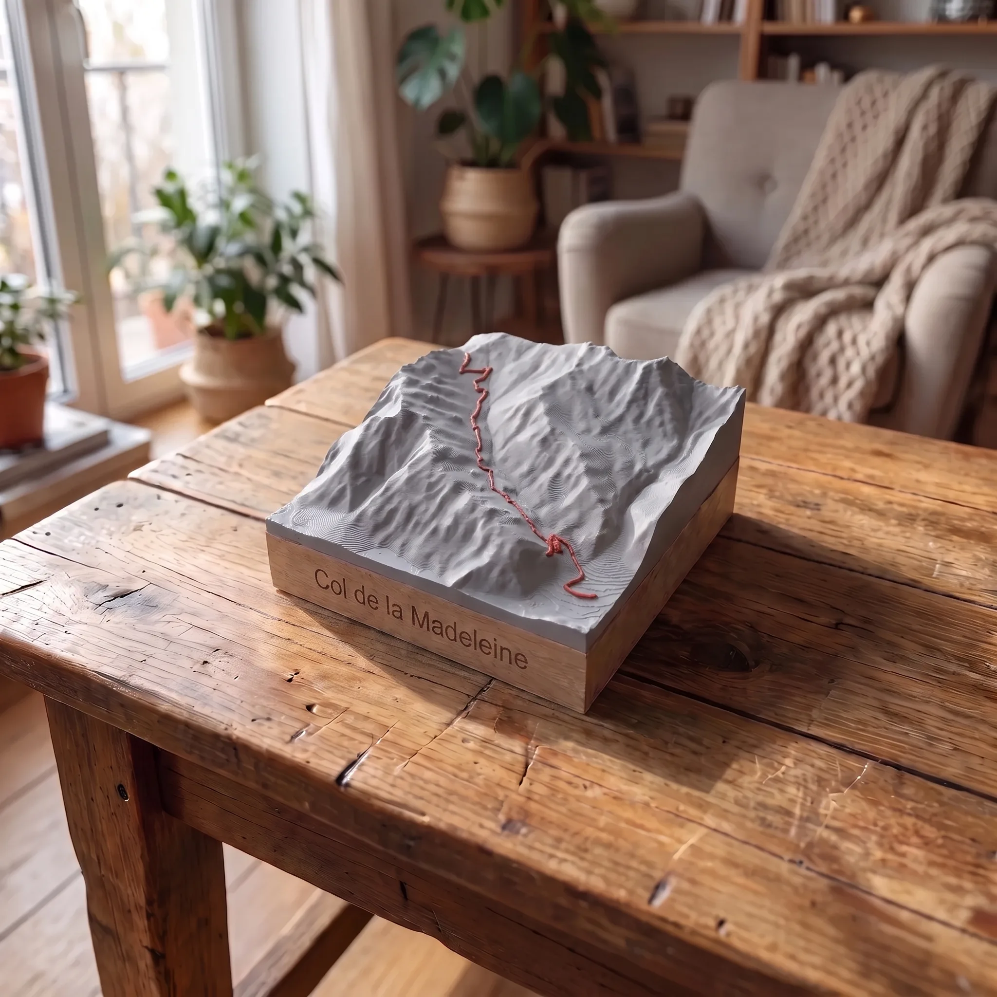 Col de la Madeleine — 3D relief map — the object on the table should be a little more