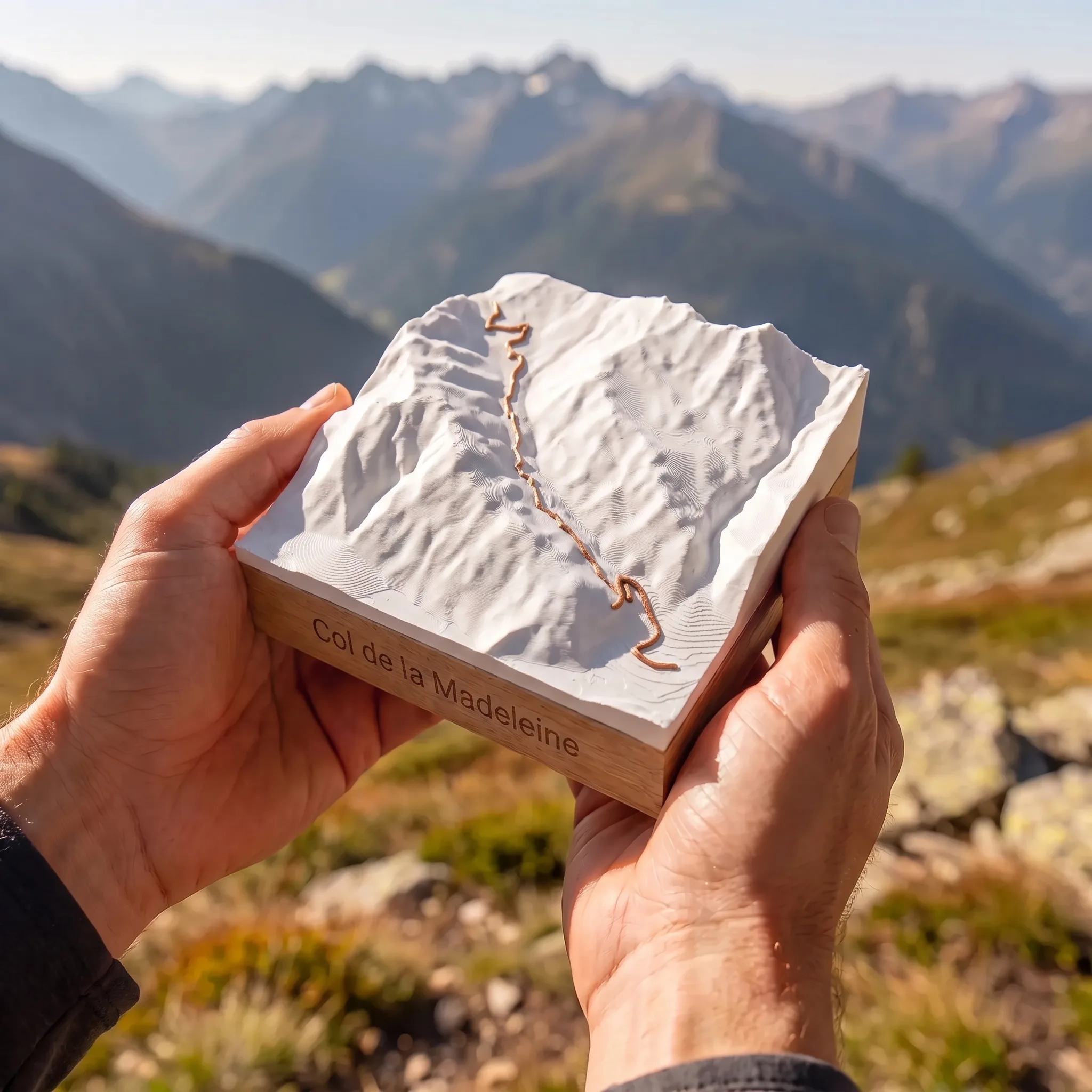 Col de la Madeleine - 3D relief map - keep the hands but outside with