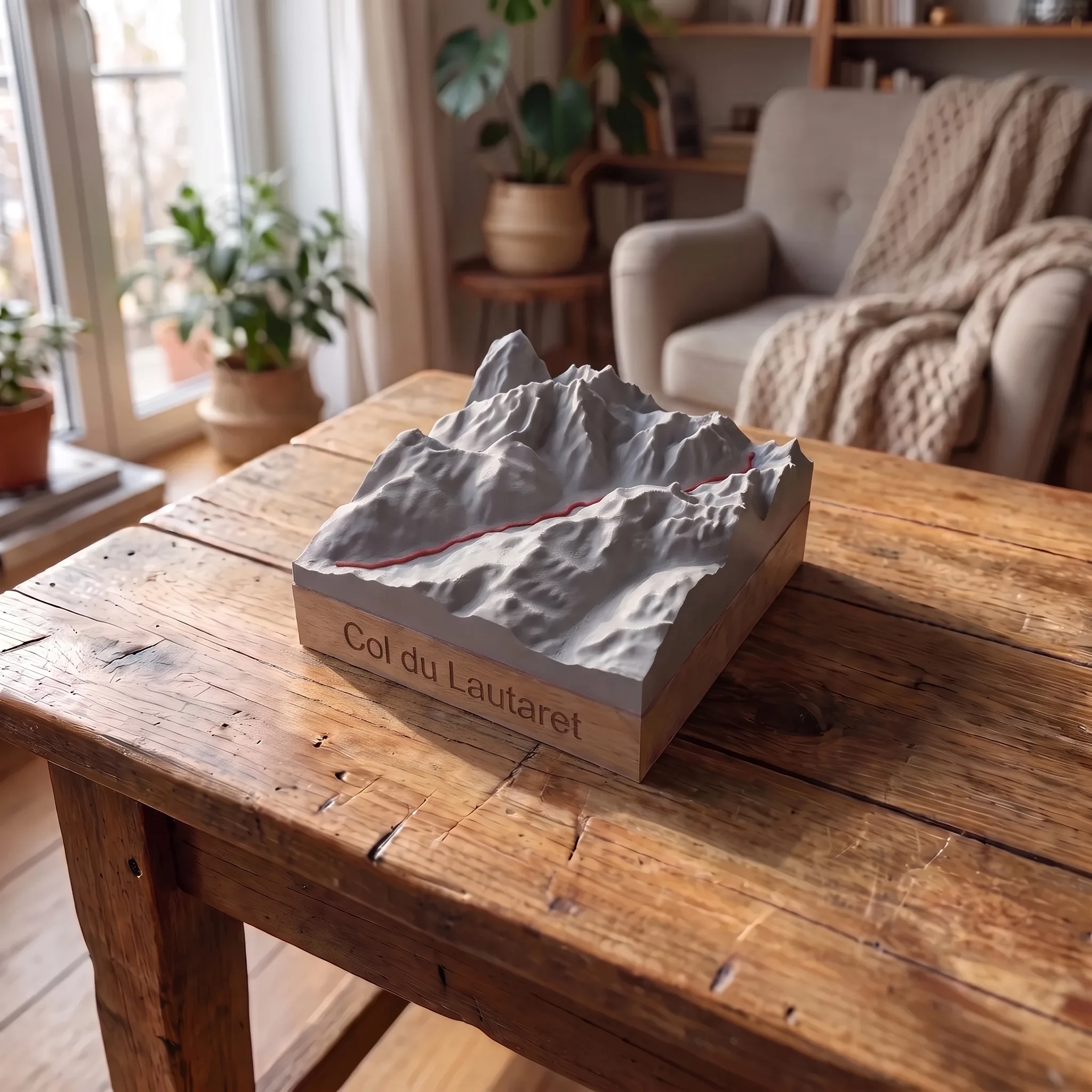 Col du Lautaret – Mapa de relieve 3D — el objeto sobre la mesa debe ser un poco más