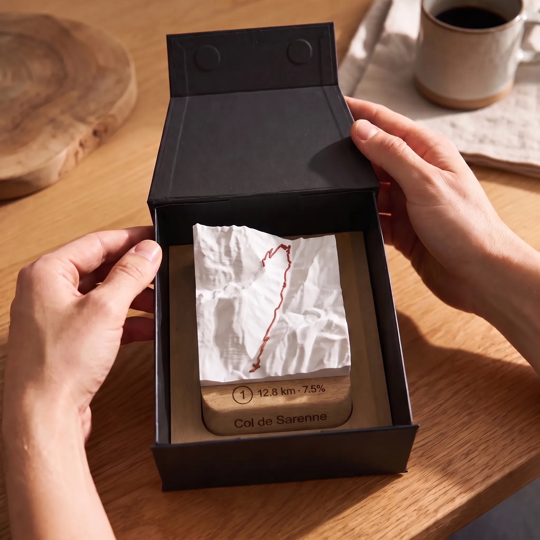 Col de Sarenne depuis le Lac du Chambon — Carte topographique 3D en relief — Coffret ouvert