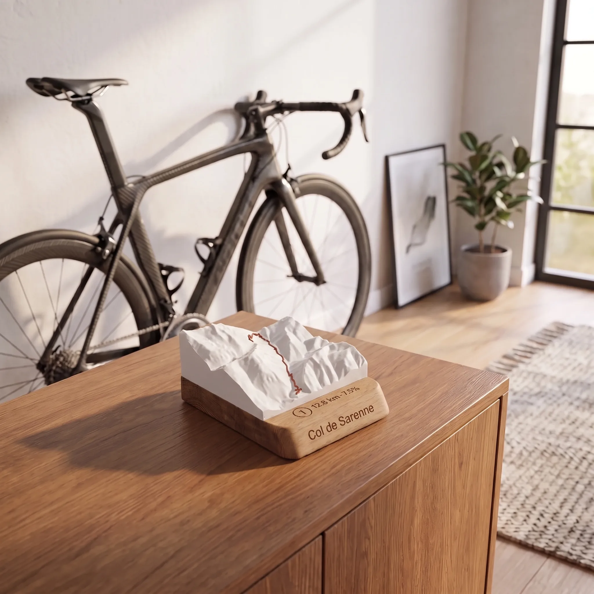 Col de Sarenne depuis le Lac du Chambon — Carte topographique 3D en relief — Vélo (déco)