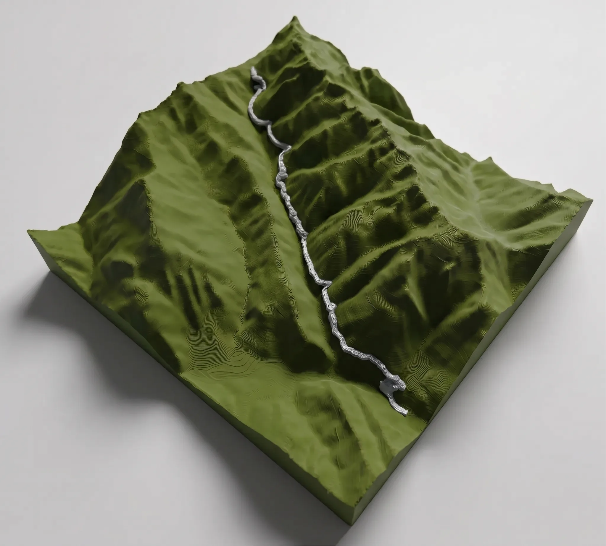 Col de la Madeleine — Carte 3D relief — Montagne seule · Vert Olive Mat / Argent