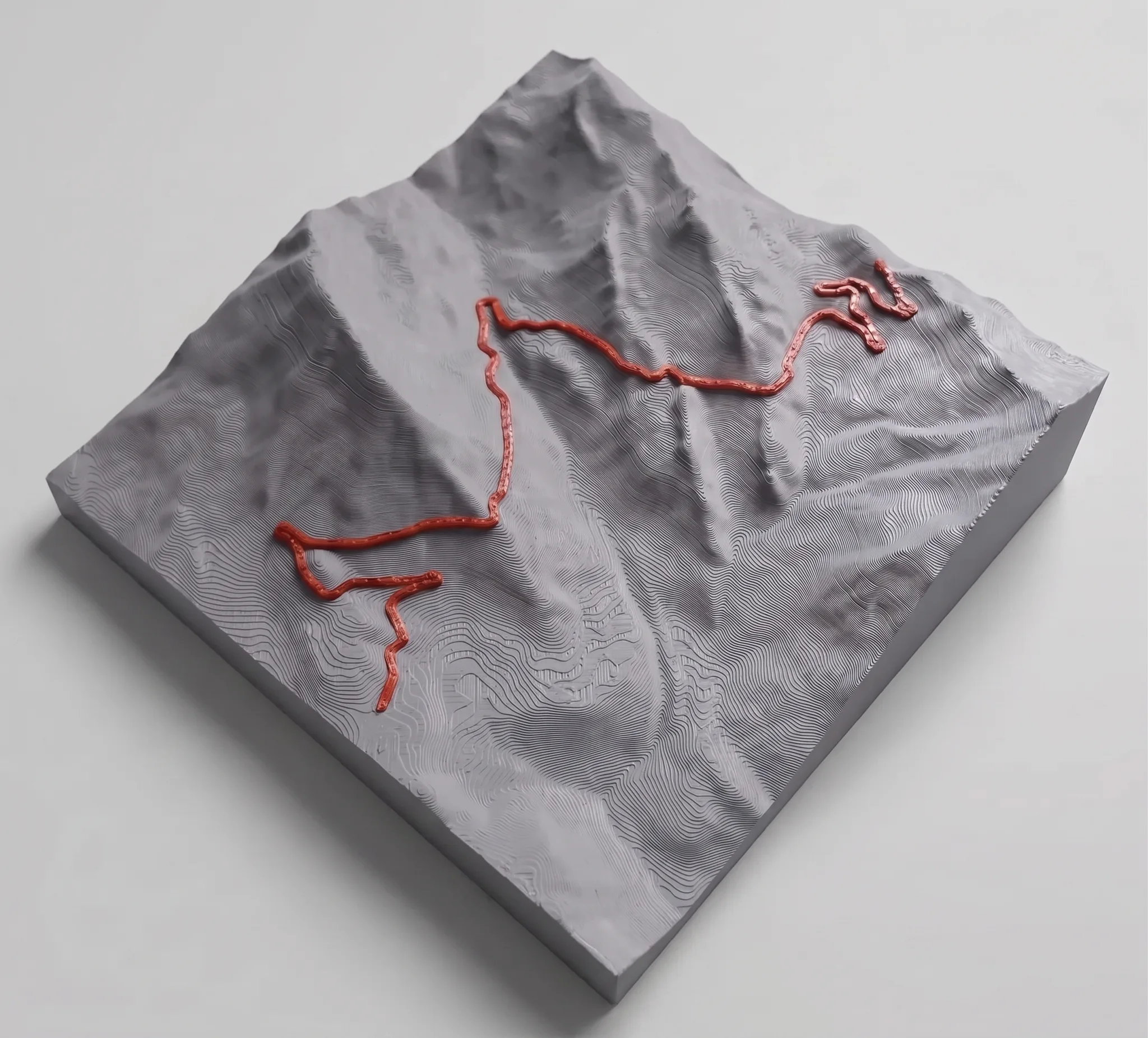 Col du Galibier - Carte 3D relief — Montagne seule · Gris mat / Rouge