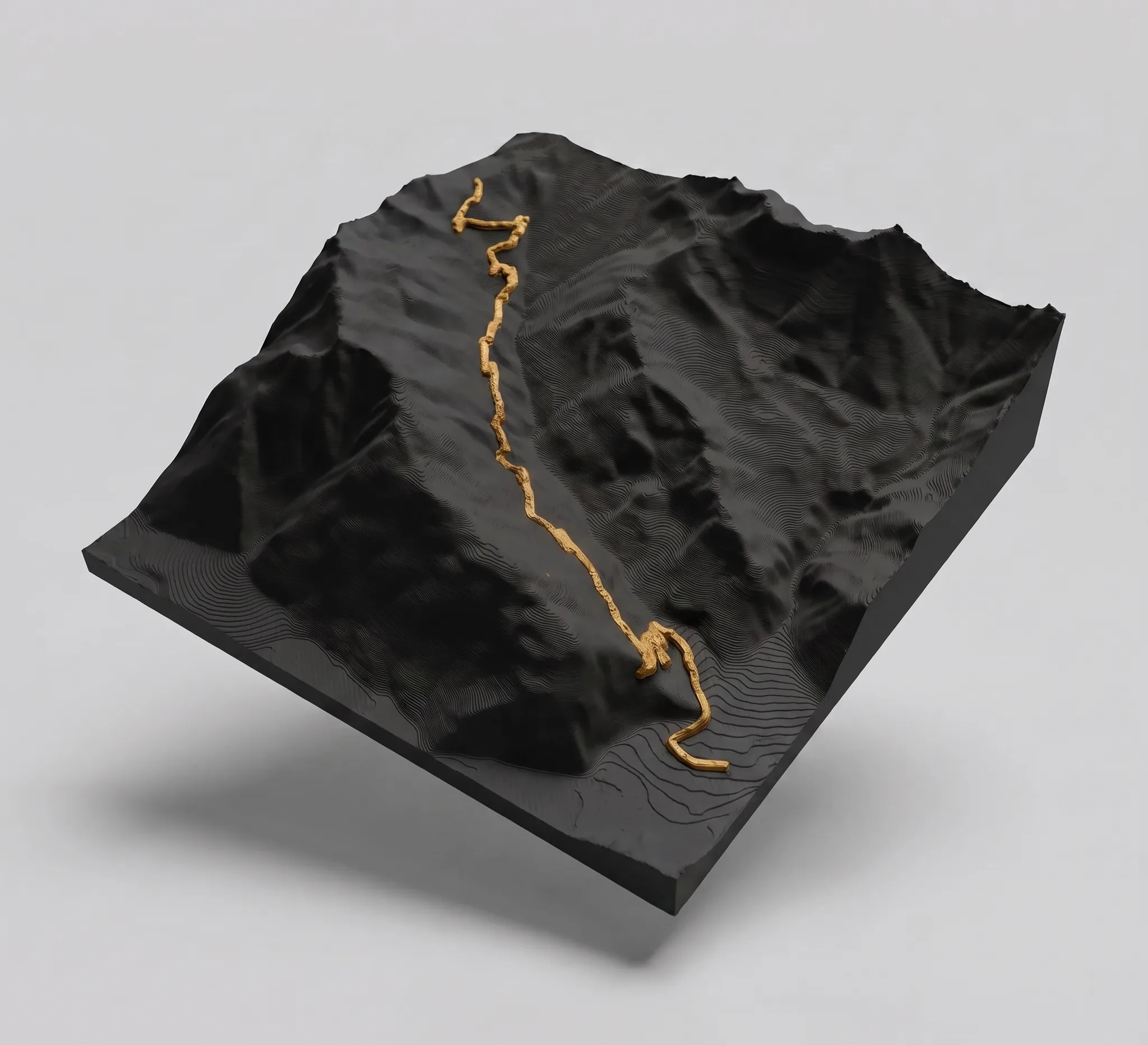 Col de la Madeleine — 3D relief map — Mountain only · Matt black / Gold