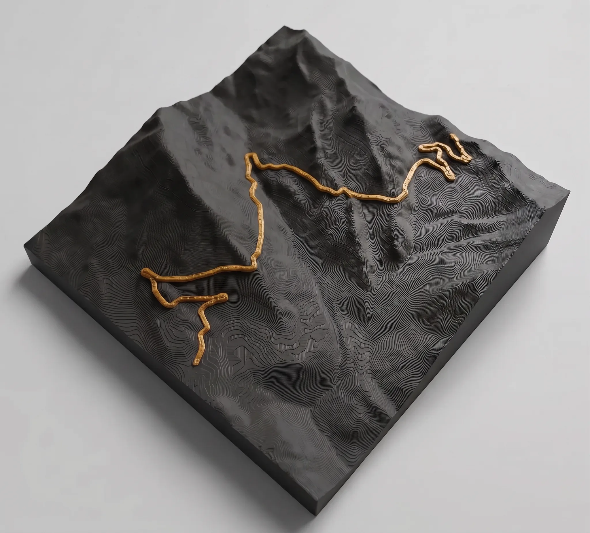 Col du Galibier - Carte 3D relief — Montagne seule · Noir mat / Or