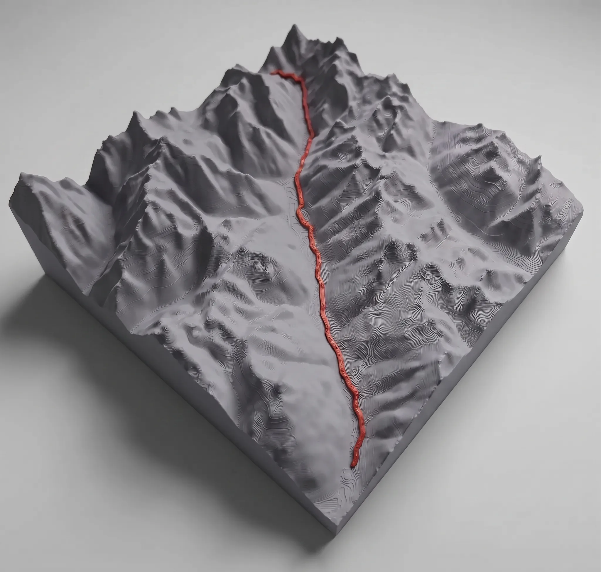 Col du Lautaret – Mapa 3D relief — Montaña sola · Gris mate / Rojo