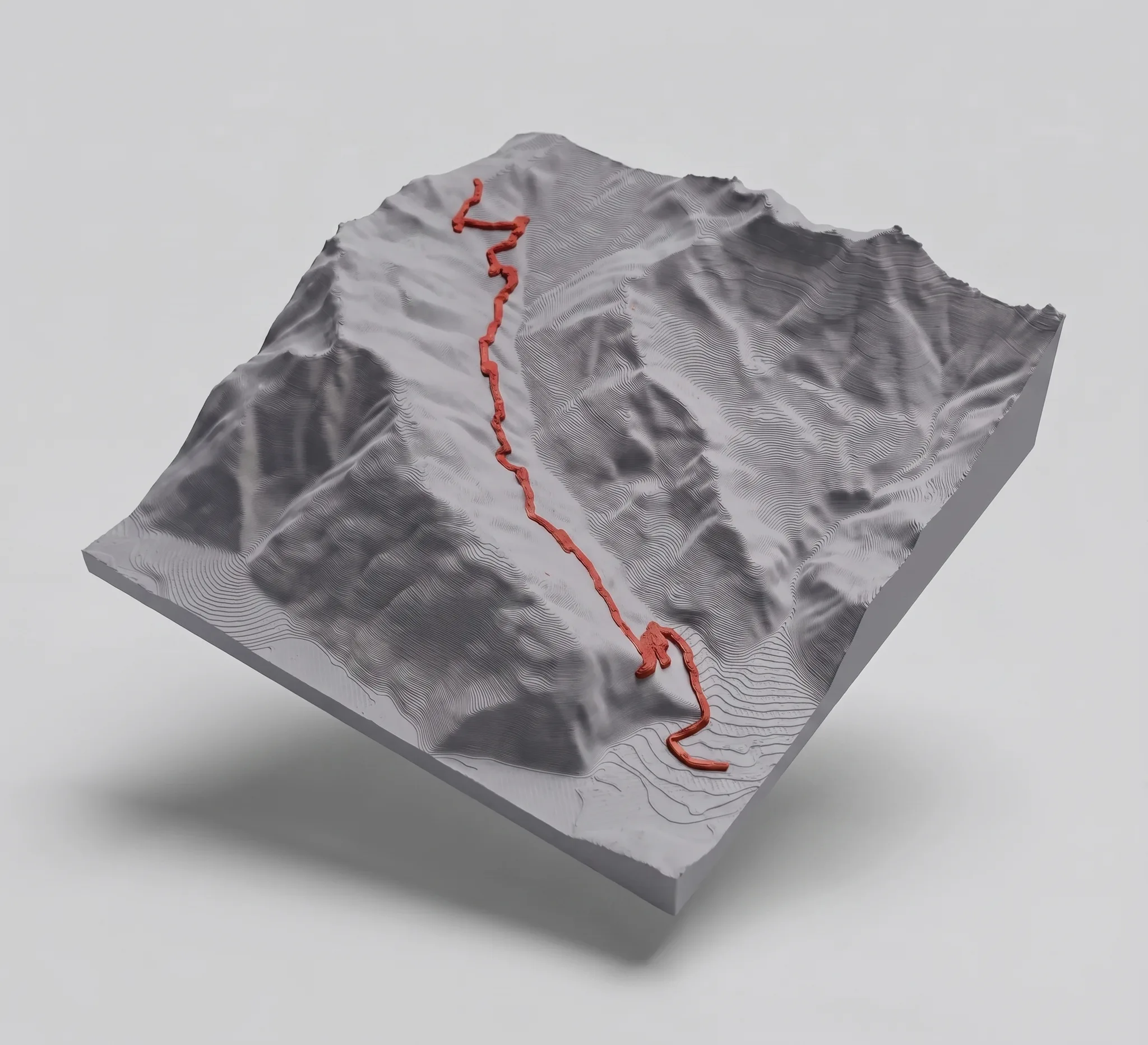 Col de la Madeleine — 3D relief map — Mountain only · Matt grey / Red