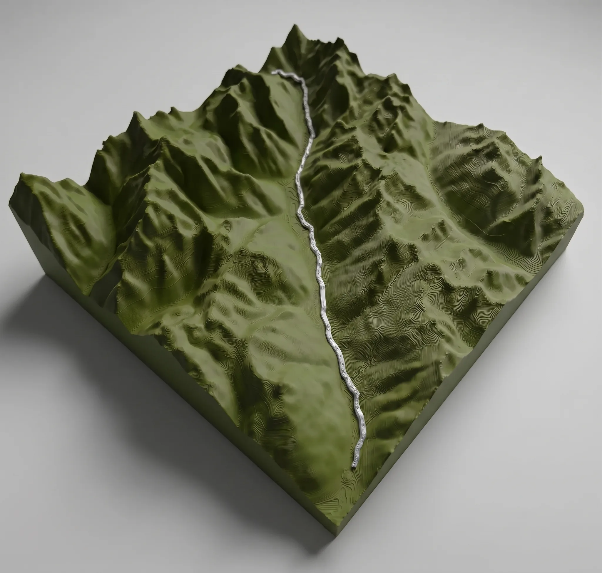 Col du Lautaret – Mapa 3D relieve — Montaña sola · Verde Oliva Mate / Plata