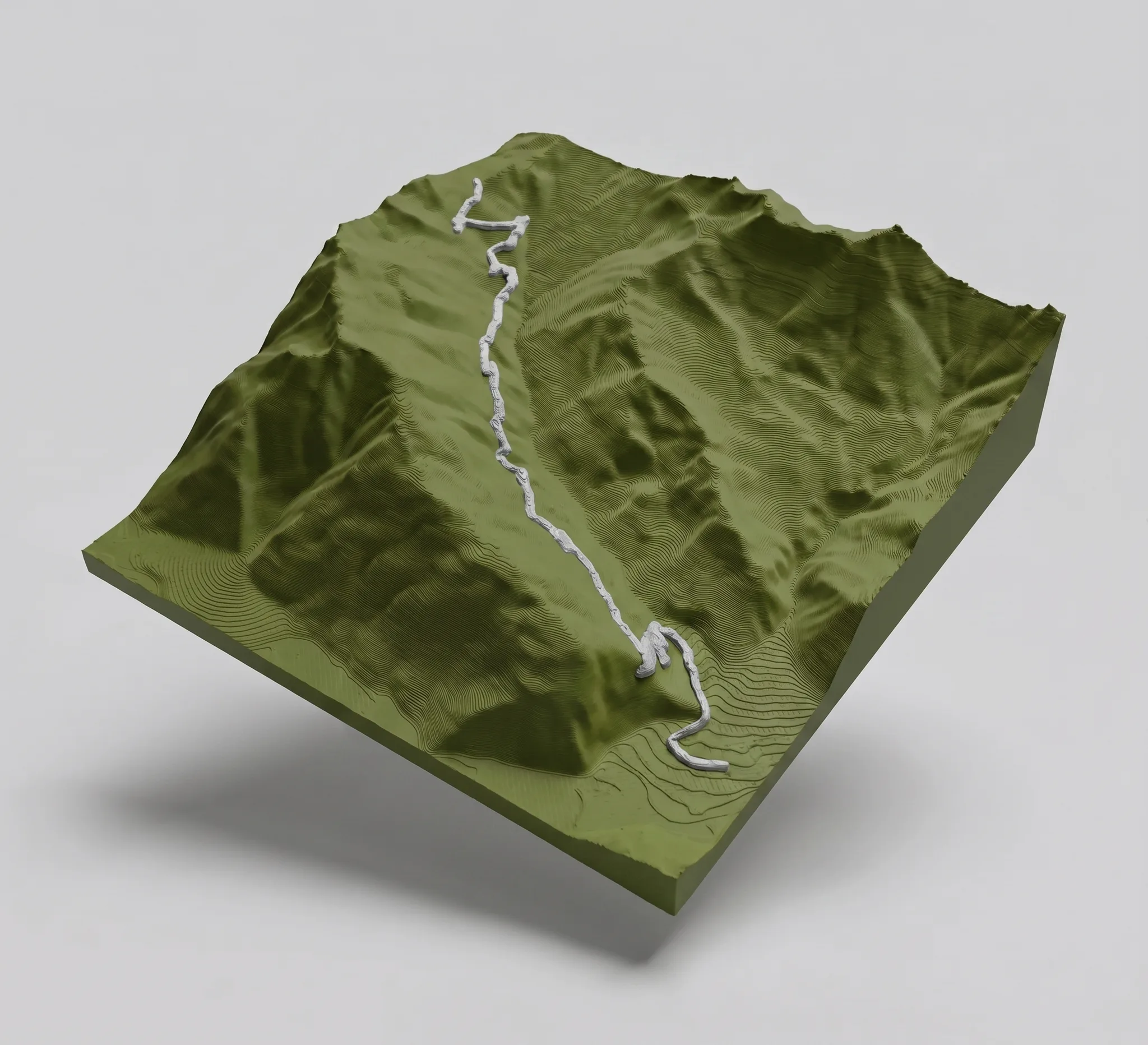 Col de la Madeleine - 3D relief map - Mountain only · Matt Olive Green / Silver