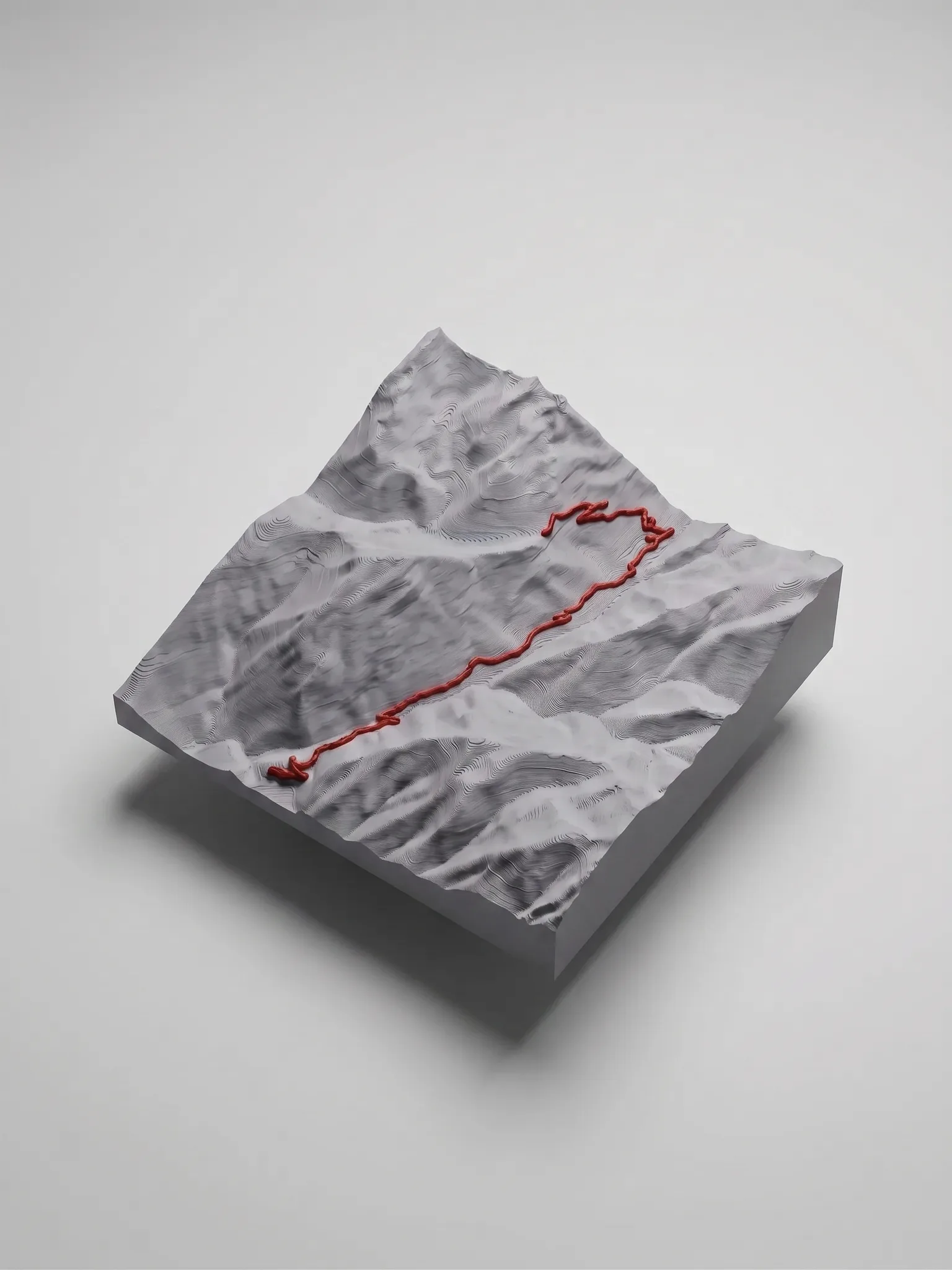 Col de Sarenne depuis le Lac du Chambon — Carte topographique 3D en relief — Montagne seule · Gris mat / Rouge