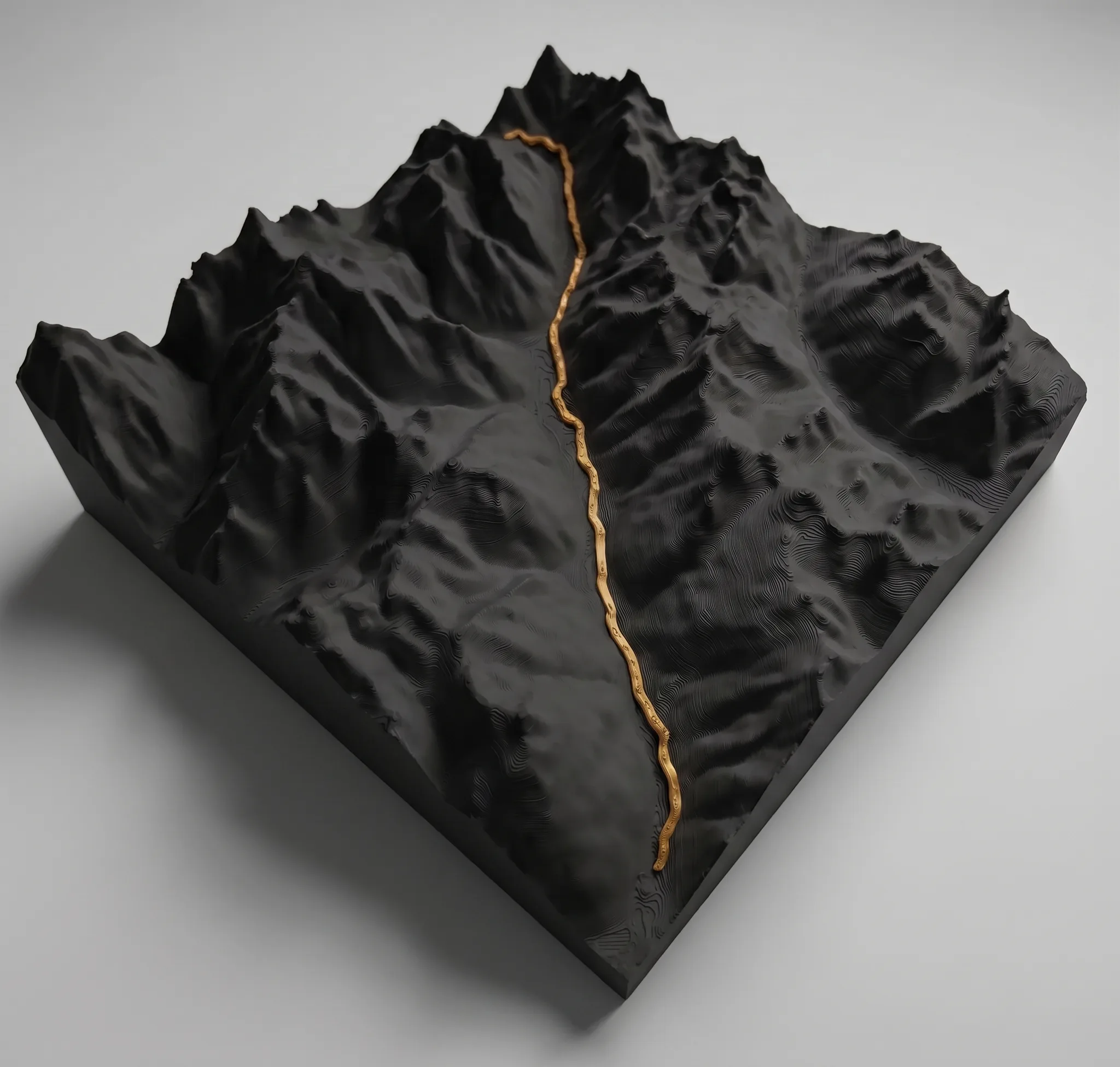Col du Lautaret – Mapa 3D de relieve — Montaña sola · Negro mate / Oro