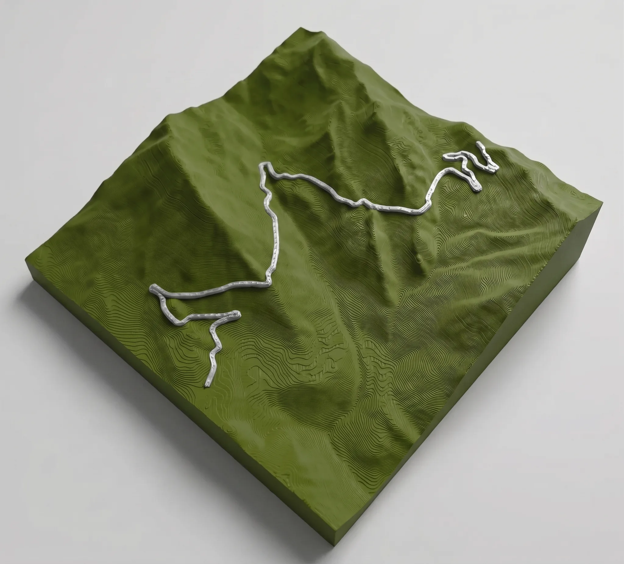 Col du Galibier - Carte 3D relief — Montagne seule · Vert Olive Mat / Argent