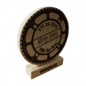Trofeo in legno tondo personalizzato inciso al laser, MTB XC 2024 Ville-sur-Arce, pignone per bicicletta, iscrizione Vincitore