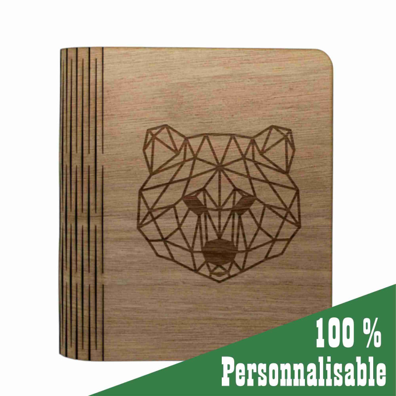 Album photo en bois personnalisé — cadeau naissance (motif ours gravé) – Image 7