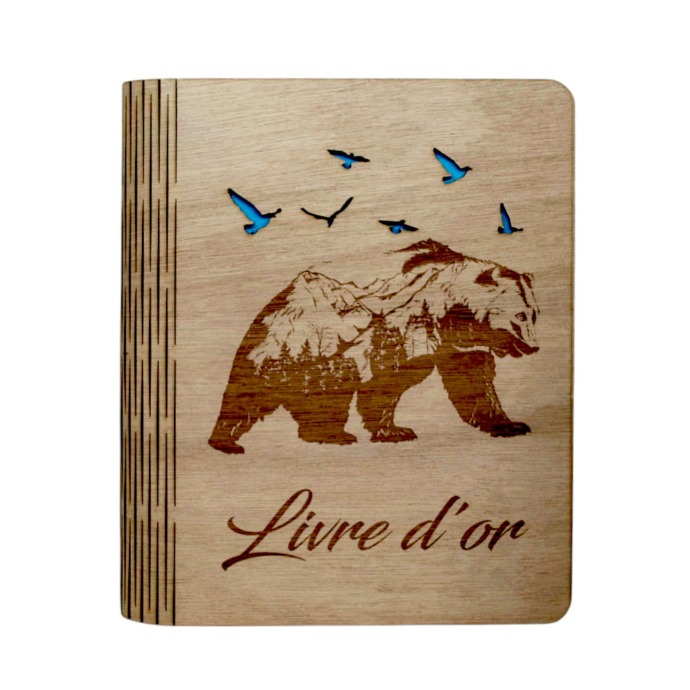 Livre d or en bois ours made in France