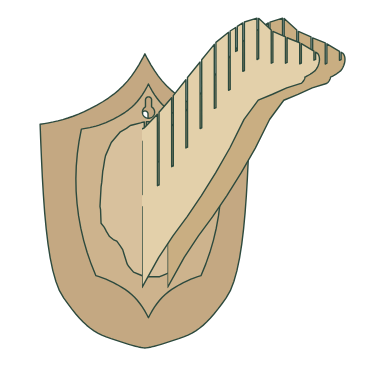 Las dos piezas de perfil insertadas en perpendicular en la base